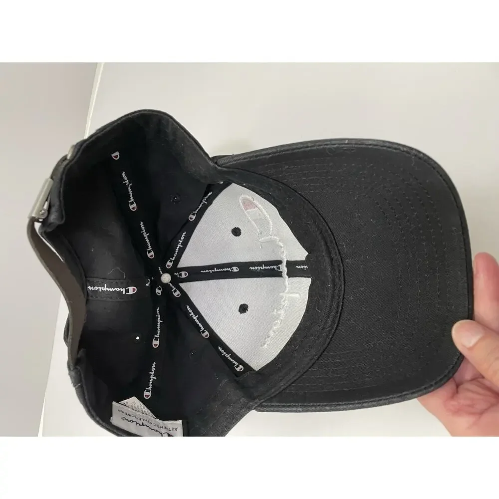Champion Baseball Cap Hat Men's Black Adjustable with Embroidered Logo